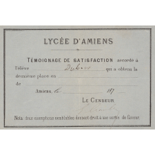 Ex-praemio . Lycée d'Amiens.