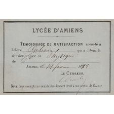 Ex-praemio . Lycée d'Amiens.