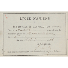 Ex-praemio . Lycée d'Amiens.