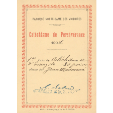 Ex-praemio . Paroisse Notre-Dame des Victoires. Catéchisme de persévérance 1901.