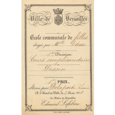 Ex-praemio . Ville de Versailles. Ecole communale de filles dirigée par Melle Etesse.