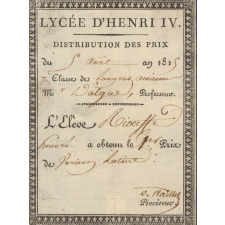 Ex-praemio . Lycée d'Henri IV.