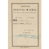Ex-praemio . Institution Sextius-Michel. Rue Violet, 63 (Paris-Grenelle).