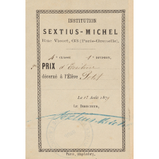 Ex-praemio . Institution Sextius-Michel. Rue Violet, 63 (Paris-Grenelle).