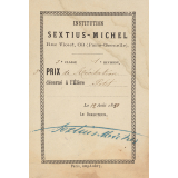 Ex-praemio . Institution Sextius-Michel Rue Violet, 63 (Paris-Grenelle).