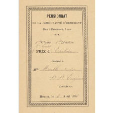 Ex-praemio . Pensionnat de la communauté d'Ernemont.