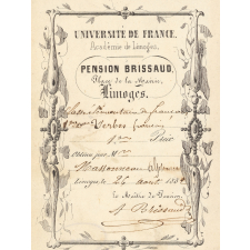 Ex-praemio . Pension Brissaud, place de la mairie, Limoges.