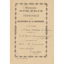 Ex-praemio . Distribution des prix. Pensionnat des religieuses de la Providence.