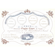 Ex-praemio . Prix obtenus par Eugène Cogen, de Gand, au pensionnat de D. Brouckaert à Gand.