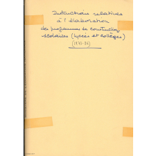Instructions relatives à l'élaboration des programmes de constructions scolaires.