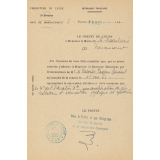 Lettre du préfet de l'Eure annonçant  au maire de La Madeleine-de-Nonancourt le versement d'une subvention pour l'aménagement du terrain de sport