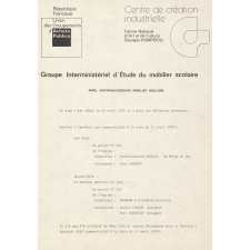 Groupe Interministériel d'Etude du mobilier scolaire. Résultat de l'appel d'offres-concours mobilier scolaire.
