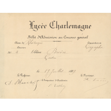 Billet d'Admission au Concours Général.