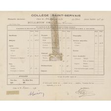 Bulletins trimestriels d'un élève. 