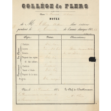 Bulletin de notes. Collège de Flers. 
