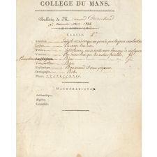 Bulletin scolaire. Collège du Mans.