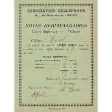 Relevés de notes hebdomadaires.