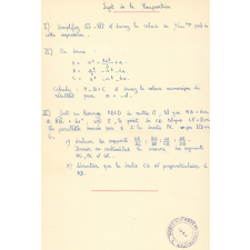 Composition de mathématiques. Liste de notes de la classe de 3e M4. Lycée Pasteur. Neuilly-sur-Seine. 1959. 