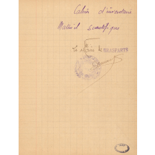 Brasparts. Cahier d'inventaire du matériel scientifique.