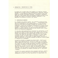 Etude mobilier scolaire. Enseignement secondaire. Compte-rendu d'enquête.