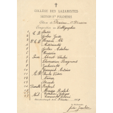 Collège des Lazaristes - Section Sainte-Pulchérie - Classe de Dixième 1ère Division - Composition en Calligraphie.
