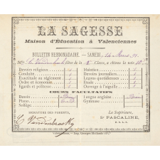 Bulletins hebdomadaires. La Sagesse. Maison d'Education à Valenciennes. 