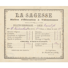Bulletins hebdomadaires. La Sagesse. Maison d'Education à Valenciennes. 