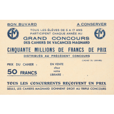Buvard publicitaire pour les cahiers de vacances Magnard