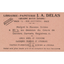 Buvard publicitaire pour la librairie-papeterie Delas