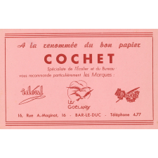Buvard publicitaire pour la papeterie Cochet