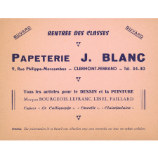 Buvard publicitaire : Papeterie J. Blanc