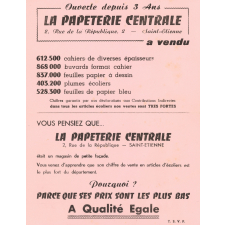 Buvard publicitaire : La papeterie centrale