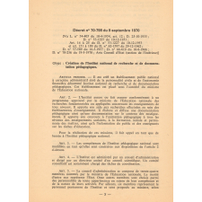 Institut National de Recherche et de Documentation Pédagogiques. Office Français des Techniques Modernes d'Education. Supplément au BOEN n° 35 du 17 Septembre 1970.
