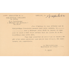 Fiches de prêt de la Bibliothèque circulante du Cantal.