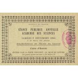 Séance publique annuelle. Académie des Sciences. Carte d'entrée.