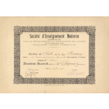 Diplôme de deuxième accessit en Dessin industriel et Aquarelle de la Société d'Enseignement Moderne. 