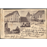 Gruss aus Wintzenheim Post Willgottheim (am Kochersberg) - Schul-u.-Gemeindehaus - Kirche - Bei der Wirthschaft Benz - An der Landstrasse.