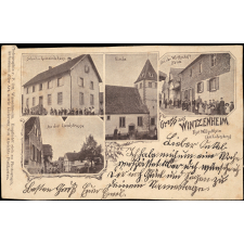 Gruss aus Wintzenheim Post Willgottheim (am Kochersberg) - Schul-u.-Gemeindehaus - Kirche - Bei der Wirthschaft Benz - An der Landstrasse.