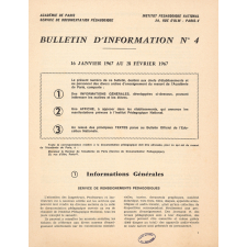 Institut Pédagogique National. Bulletin d'Information N°4. Du 16 janvier 1967 au 28 Février 1967.