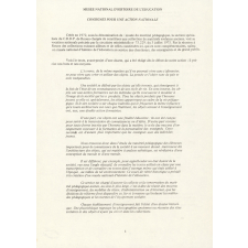 Musée national d'Histoire de l'Éducation - Consignes pour une action nationale.
