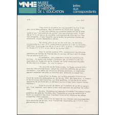 Musée national d'Histoire de l'Éducation - Lettre aux correspondants - N° 3 juin 1979.
