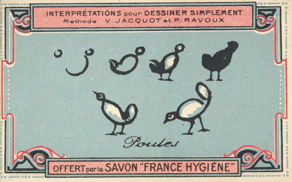 Carte réclame : savon France Hygiène : poules