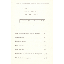 Club des jeunes techniciens du Musée du Conservatoire National des Arts et Métiers. Bulletin d'Informations n° 7 et 9.