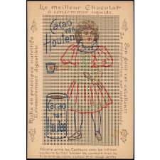 Carton publicitaire à peindre et à broder : cacao Van Houten : fillette