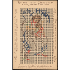 Carton publicitaire à peindre et à broder : cacao Van Houten : enfant buvant