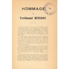 Hommage à Ferdinand Buisson.