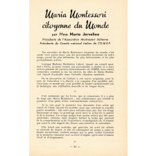 Maria Montessori (1870-1952). Journée internationale de l'OMEP. Paris, 9 mai 1968.