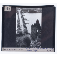 Rheinbrücke bei Ruine Limburg = Pont sur le Rhin près de la ruine du Limburg