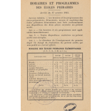 Nouveaux horaires et programmes de l'enseignement primaire. Arrêté du 17 octobre 1945.