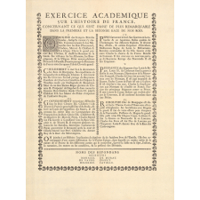 Exercice académique sur l'Histoire de France concernant ce qui s'est passé de plus remarquable dans la première et la seconde race de nos rois.